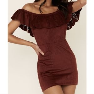 Boot Barn Shyanne Off Shoulder Faux Suede Fitted Dress